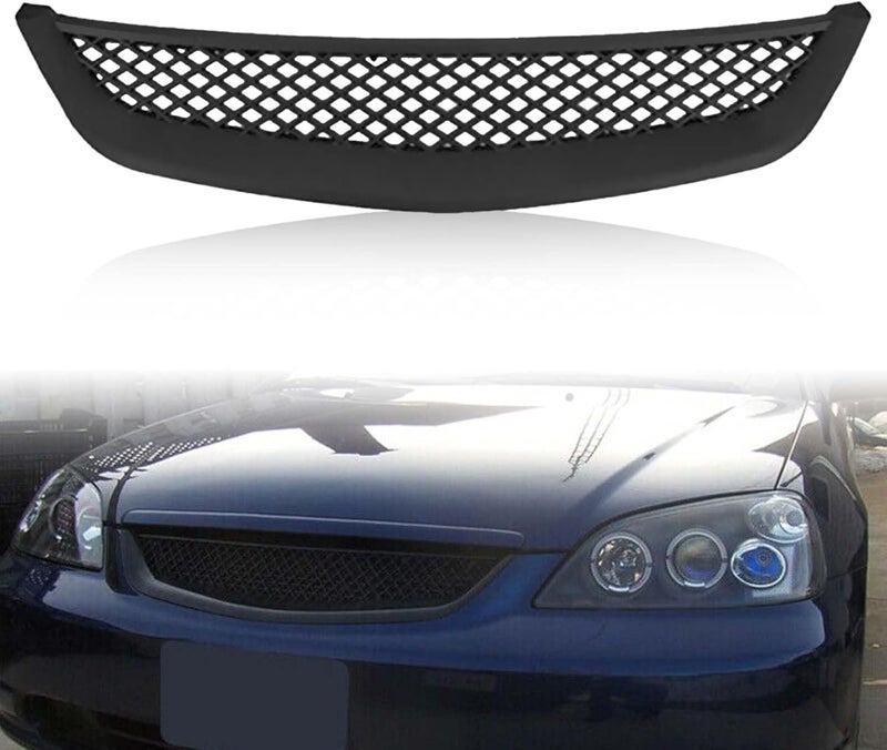 Kspeed Black Mesh Grille Fit 2001 2002 2003 for Civic Coupe/Sedan,JDM Type Front Bumper Grill Guard Replacement Part - Image 1